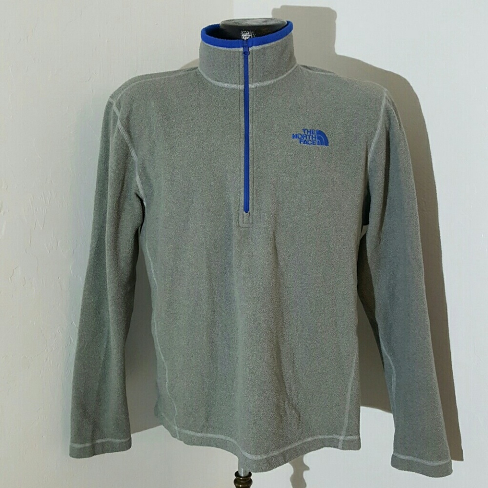 The North face polyester 1/2 zipper gray embroidered logo sweatshirt men size S